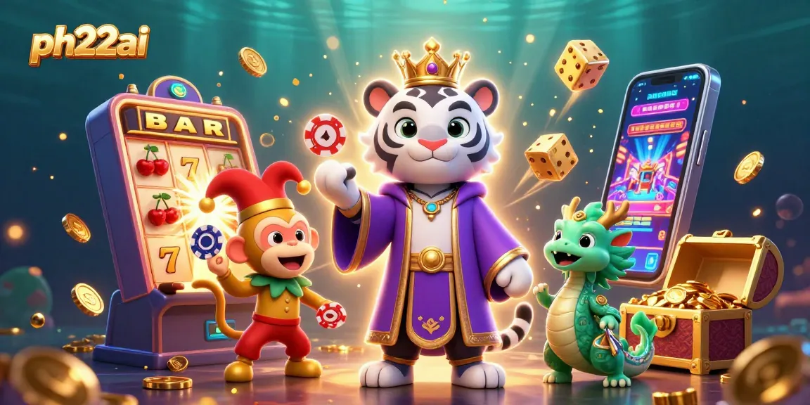 Experience the thrill with ph22ai's engaging 3D illustration showcasing a vibrant online casino scene that features engaging game elements.