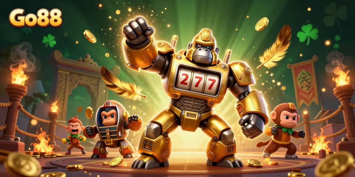 Experience exciting wins with Go88's vibrant 3D casino artwork highlighting gameplay and rewards.