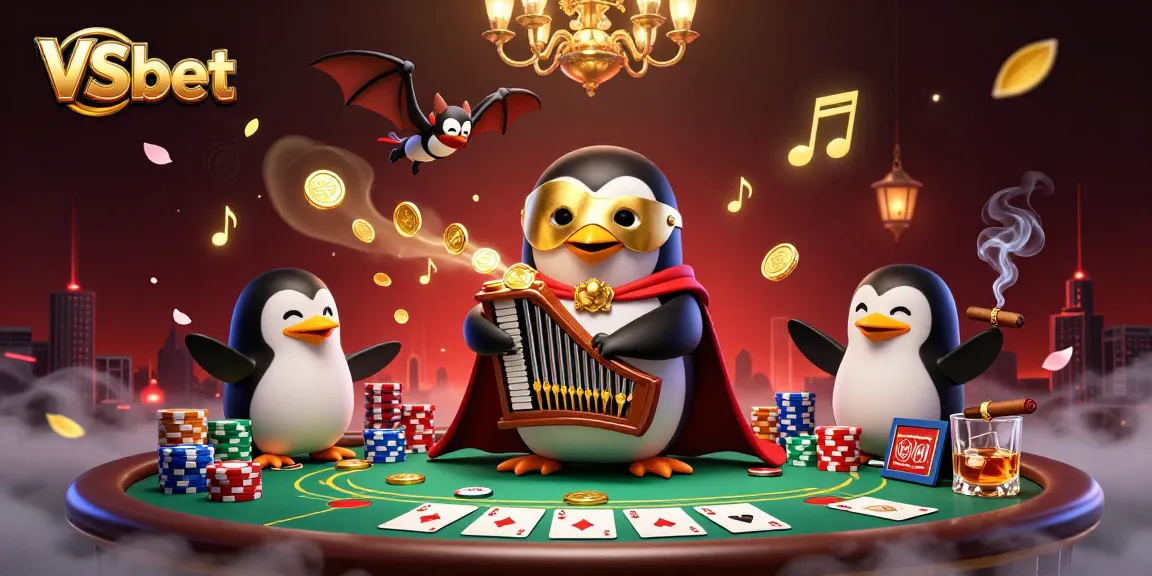 Experience the vibrant gaming world of VSbet with a phantom opera penguin leading the fun.