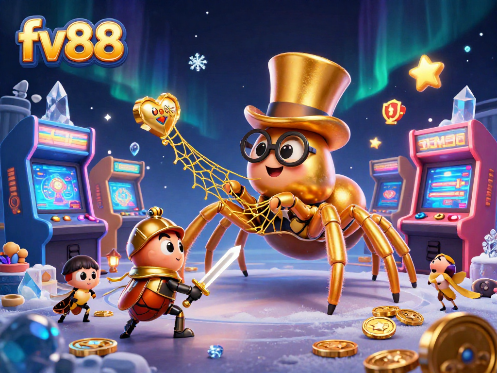 Experience online gaming excitement at fv88 with a captivating 3D illustration showcasing a vibrant casino adventure.