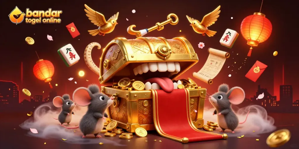 Engage with bandar togel online gaming excitement, featuring a vibrant 3D illustration of fortune and adventure.