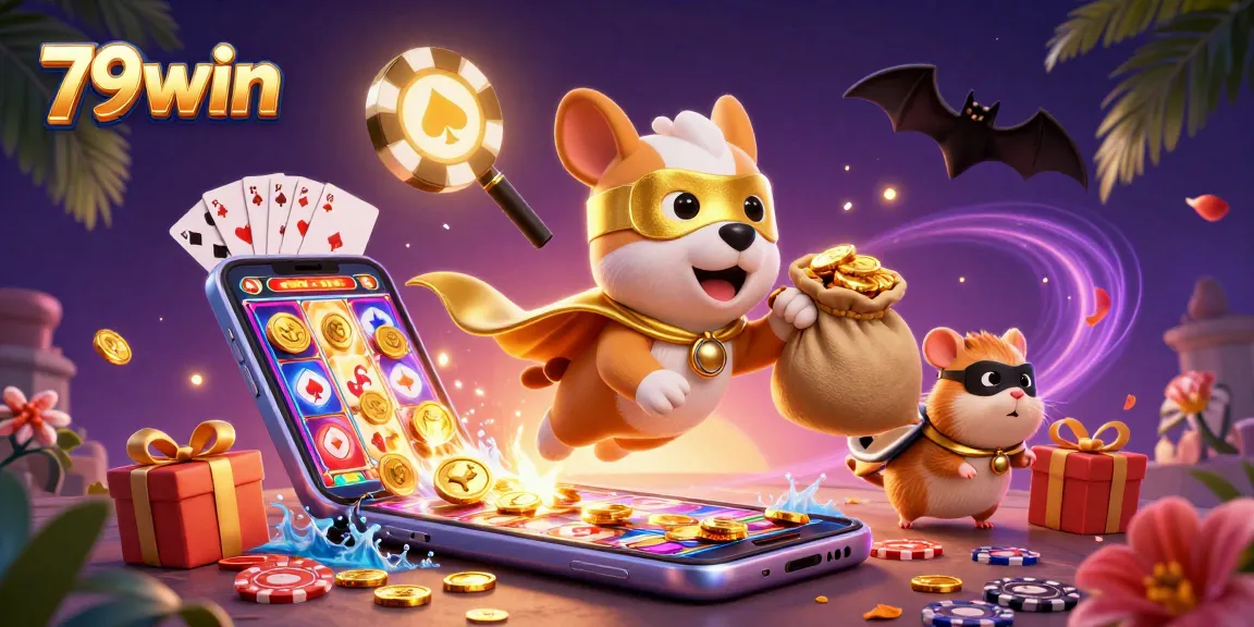 Engage in thrilling games with 79win featuring vibrant casino elements and colorful characters.