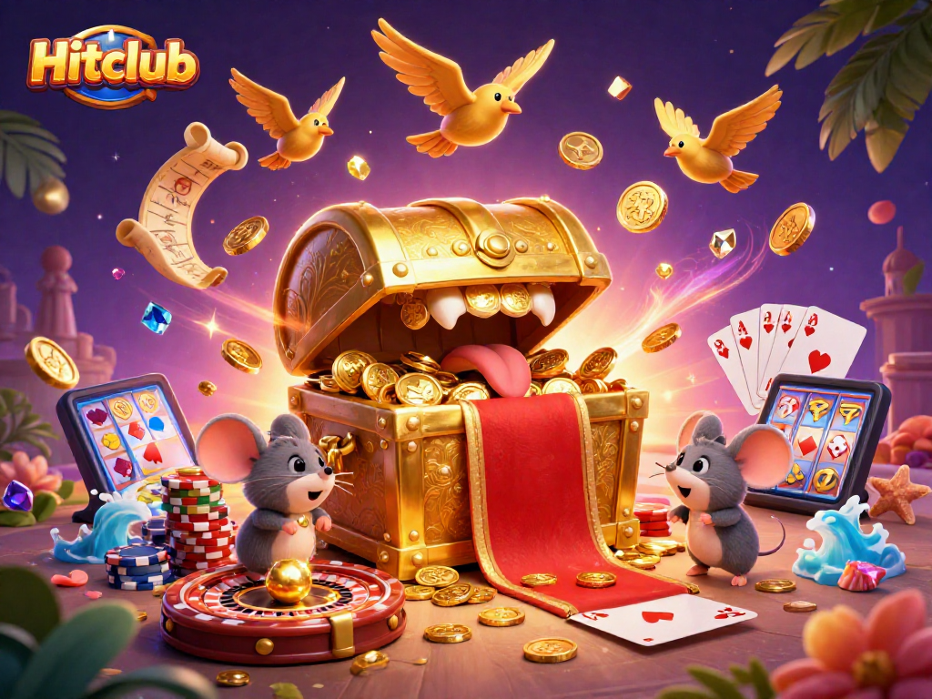 Experience vibrant winning adventures at Hitclub with a treasure chest enticing lucky gamblers.