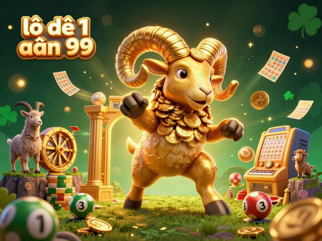 Experience the excitement of lô đề 1 ăn 99 with a vivid 3D illustration showcasing dynamic lottery elements.