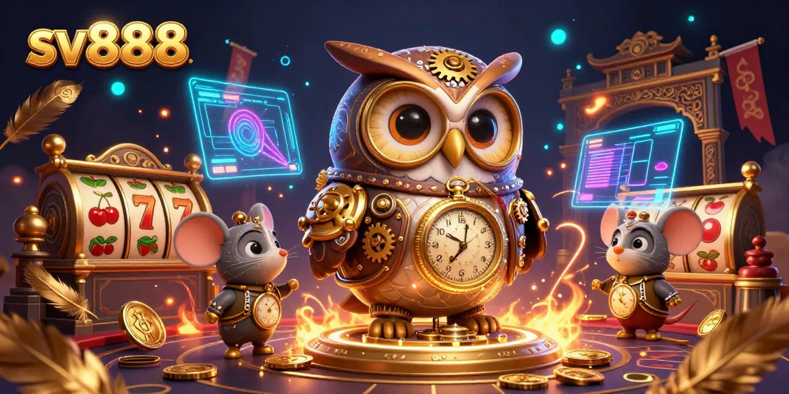 Experience thrilling wins at sv888 in this vibrant, detailed casino scene featuring iconic gaming elements.