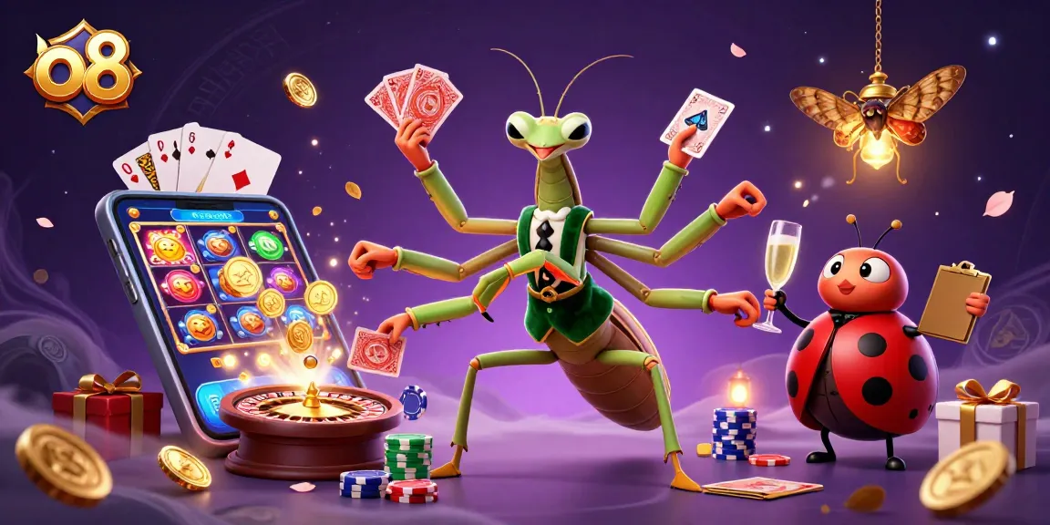 Join the action at o8 with a dynamic casino scene including card dealing, casino chips, and vibrant game elements.