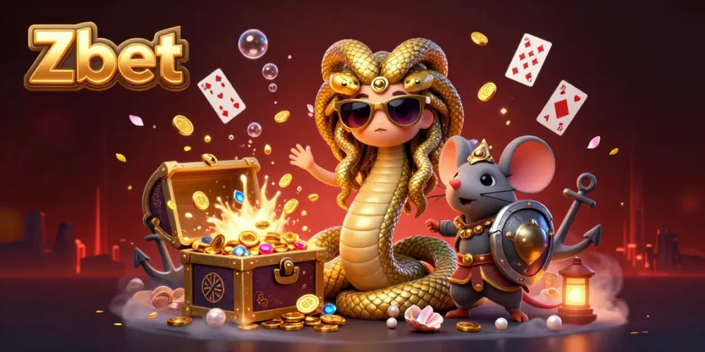 Join the Zbet fantasy world with Medusa and a warrior mouse, rich in online gaming treasures.