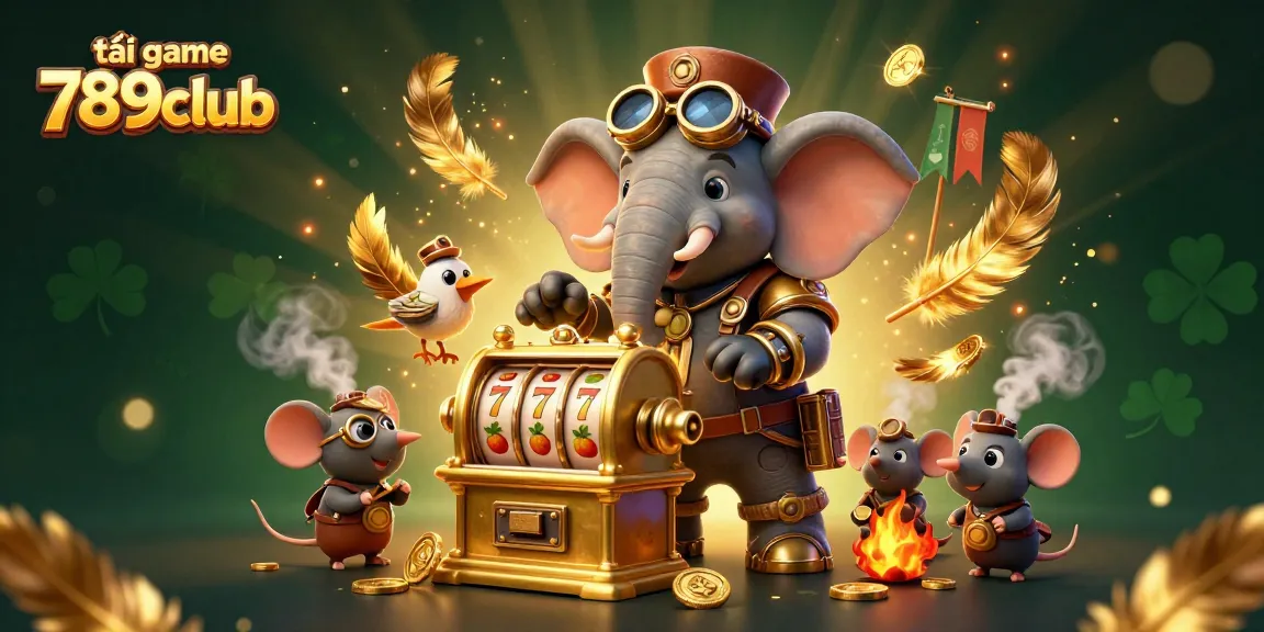 Experience the thrill of tải game 789club with steampunk characters, slot machines, and golden tokens.