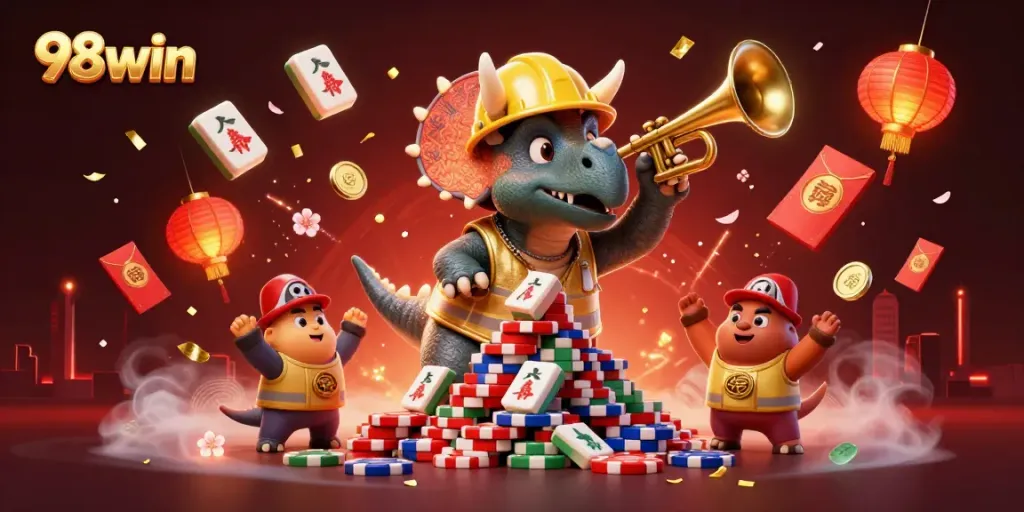 Experience thrilling moments at 98win casino with a festive atmosphere created by colorful elements.