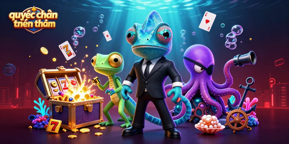 Play and win in quyết chiến tiền thưởng with vibrant characters exploring treasure-filled underwater world.
