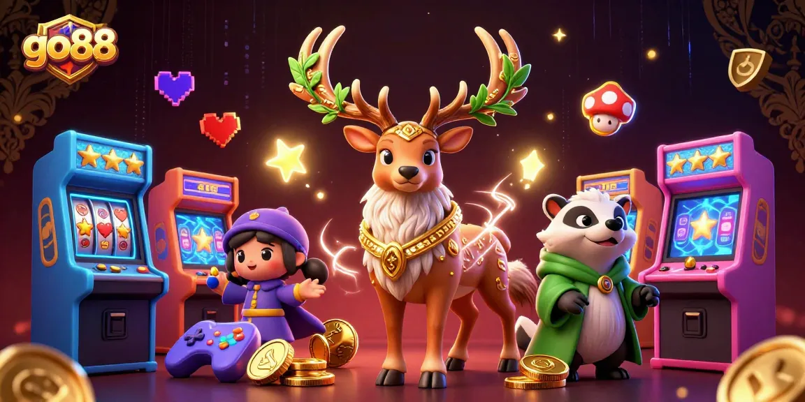 Experience the excitement of go88 with interactive gaming elements in an illustrated casino scene.