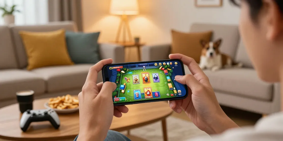 Zowin APK gaming experience on smartphone in cozy setting.