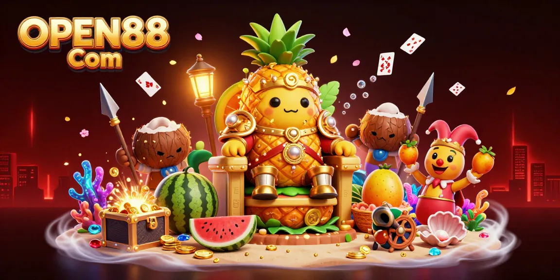 Engage with exciting gaming adventures at OPEN88 Com featuring a dynamic scene with colorful casino elements.