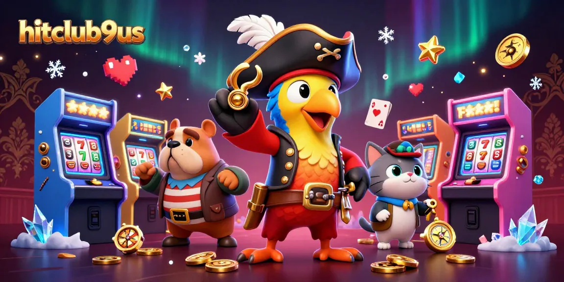 Engage with hitclub9us through dynamic casino games and vibrant characters in an immersive 3D scene.
