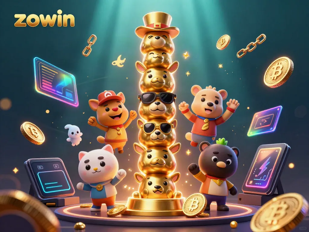 Zowin offers immersive casino experiences with colorful 3D cartoon characters featuring traditional casino accessories.