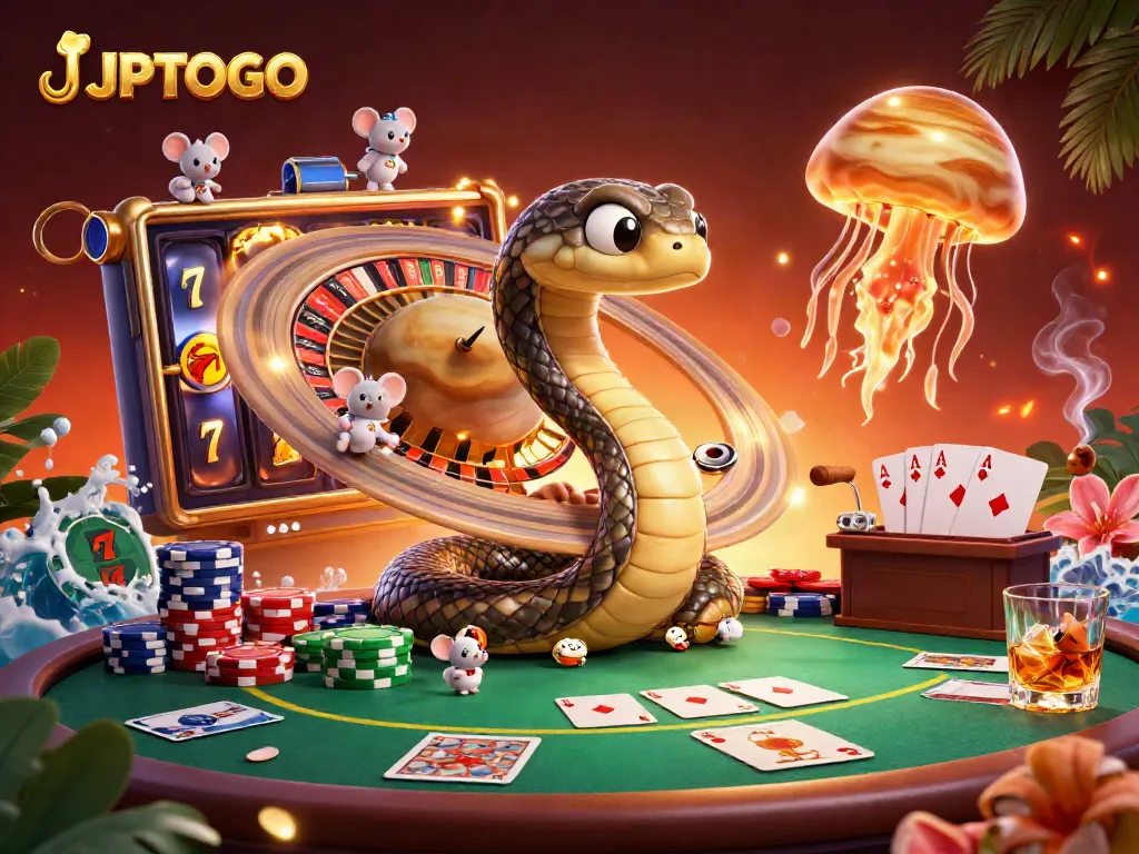 Engage with JPTOTO's vibrant gaming scene featuring a cosmic dealer and playful bets