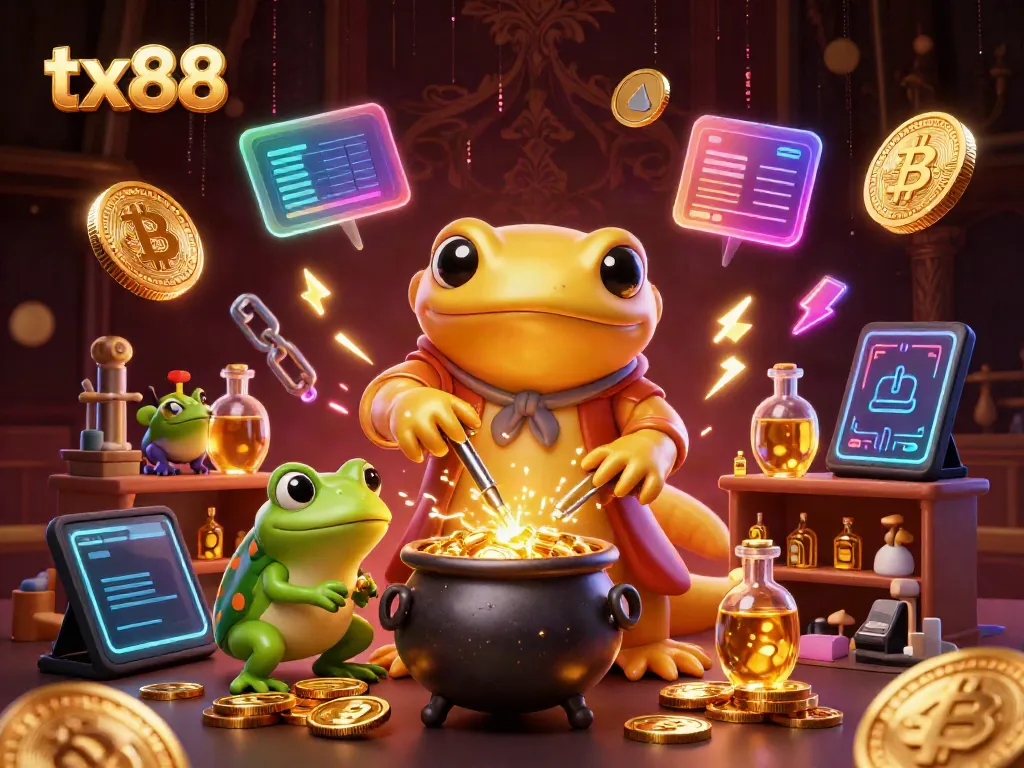 Experience the excitement of tx88 as a golden alchemist transforms metals into coins in a vibrant casino setting.