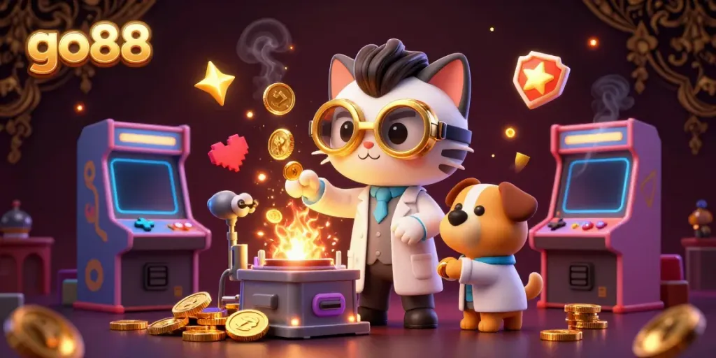 Experience the excitement of go88 with unique gambling elements in a thrilling digital illustration.