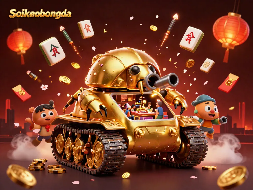 Experience thrilling fun with Soikeobongda's vibrant casino scene featuring a golden beetle tank.
