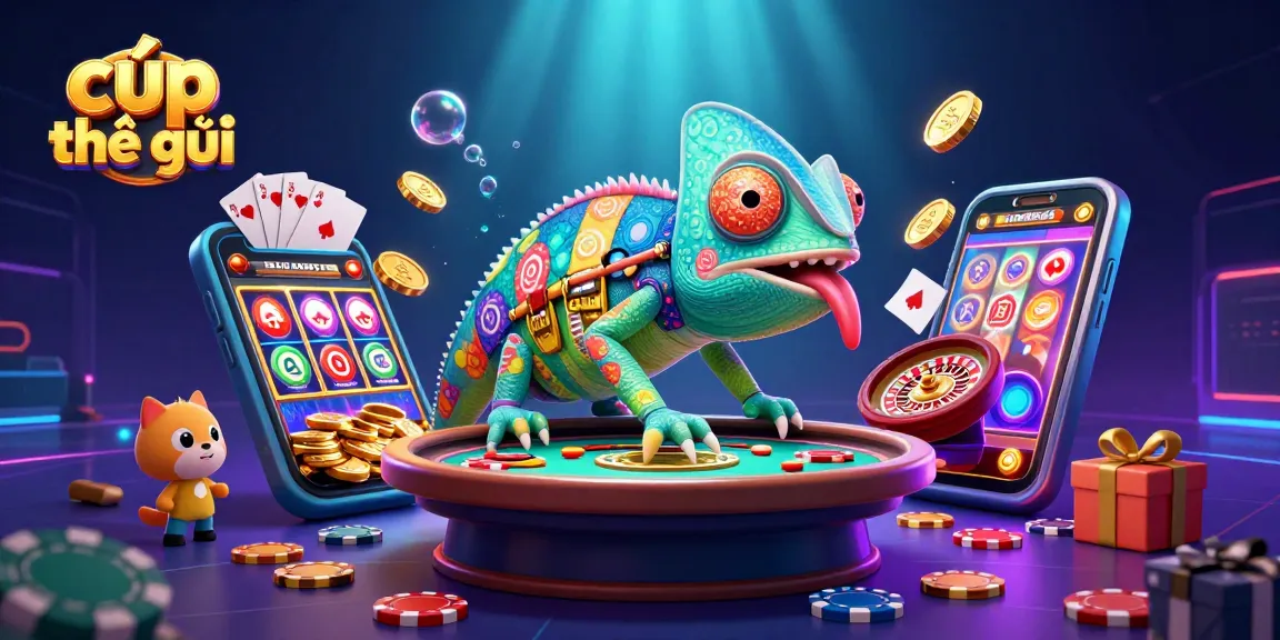 Engage with cúp thế giới at a vibrant casino, featuring a colorful chameleon and dynamic gaming elements.
