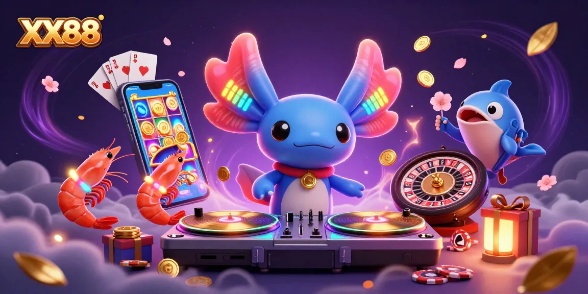 Engage in thrilling gameplay at XX88 with colorful slot games and dynamic underwater DJ party.