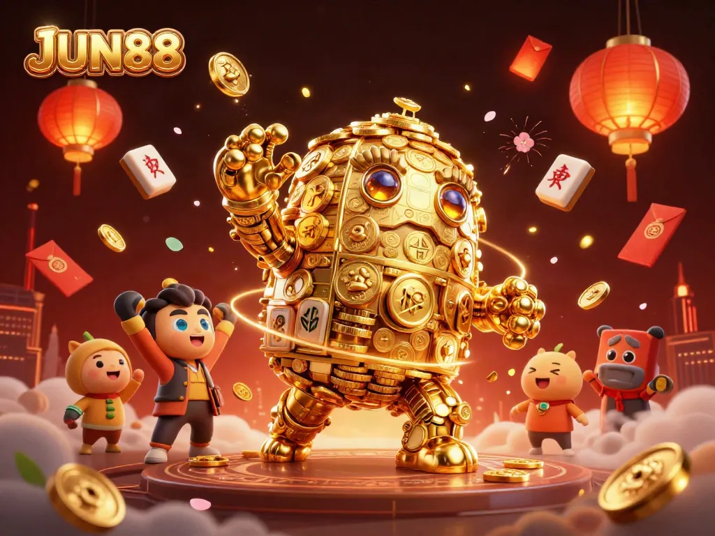 Engage with the exciting magic of JUN88 through beautiful 3D casino elements and gold coins.