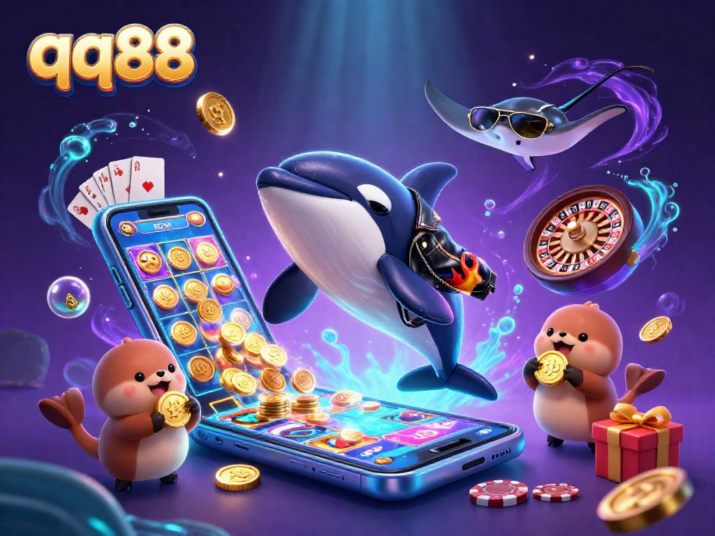 Experience the thrills of qq88 casino with vibrant characters and interactive game elements in a colorful 3D scene.