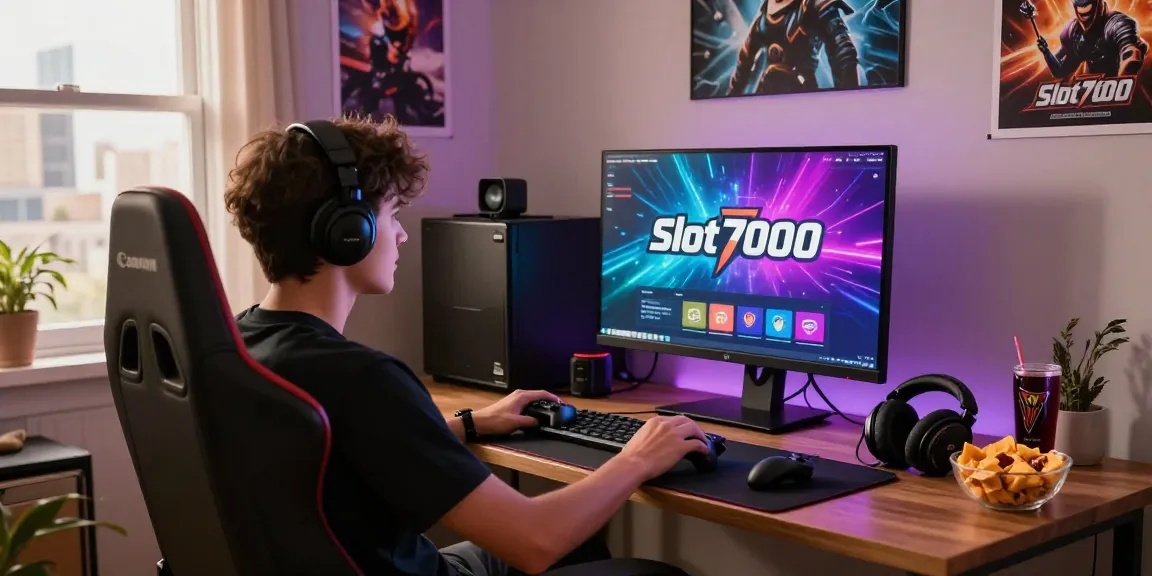 Exciting Slot7000 gaming setup with vibrant interface and cozy atmosphere.